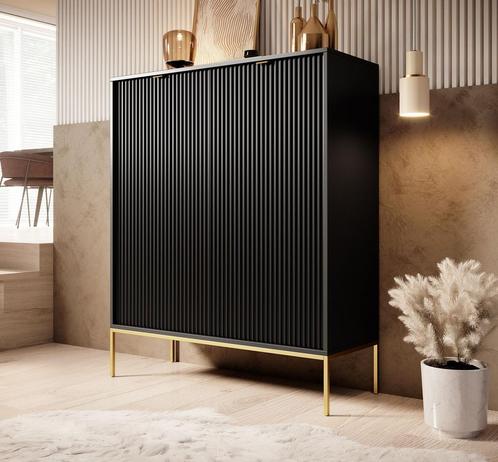 Dressoir mat zwart 104x39x125 cm goud hotel chique, Huis en Inrichting, Kasten | Dressoirs, 25 tot 50 cm, Nieuw, 100 tot 150 cm