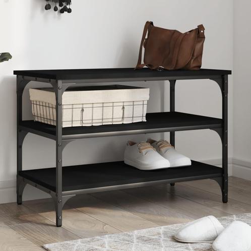 vidaXL Schoenenbankje 70x38,5x49 cm bewerkt hout zwart, Huis en Inrichting, Banken | Voetenbanken en Poefen, Nieuw, Verzenden