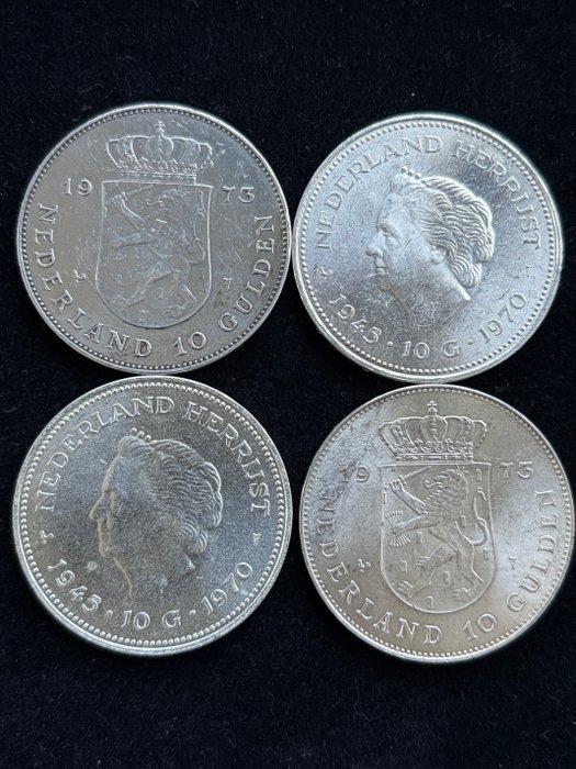 Nederland. Juliana. 10 Gulden 1970, 1973 (Zonder, Postzegels en Munten, Munten | Nederland