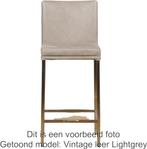 Set van 4 Gele leren moderne barkrukken - poot vierkant zwar, Nieuw, Leer, Ophalen of Verzenden, Vier