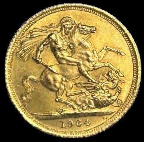 Verenigd Koninkrijk. Elizabeth II. Sovereign 1964 (Free, Postzegels en Munten, Munten | Europa | Niet-Euromunten