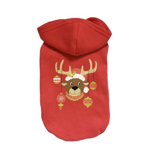 Honden Kerst Hoodie Rood -  Rudolf Kerstballen (Kerstmis), Dieren en Toebehoren, Hondenkleding, Nieuw, Ophalen of Verzenden