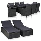 vidaXL 11-delige Tuinset poly rattan zwart, Tuin en Terras, Tuinsets en Loungesets, Verzenden, Nieuw, Rotan, Tuinset