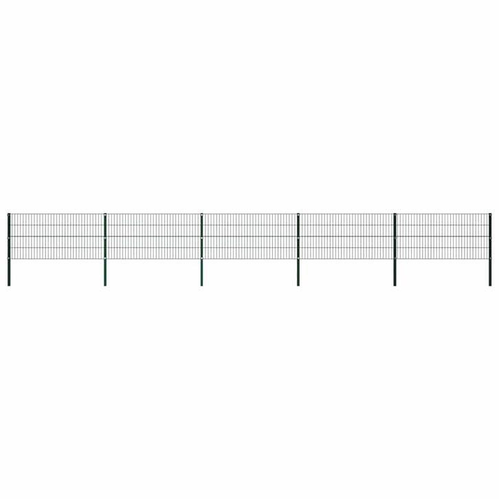 vidaXL Schuttingpaneel met palen ijzer 867x80 cm groen, Tuin en Terras, Schuttingen, Nieuw, IJzer, Minder dan 1 meter, Verzenden