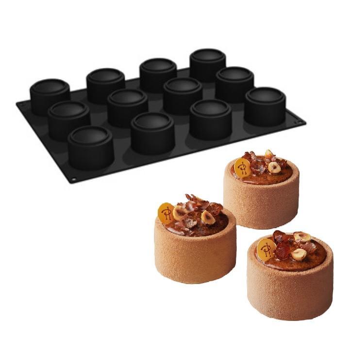 Pavoni Siliconen Vorm Cylindra Ø65x45mm (12) 30x40cm, Hobby en Vrije tijd, Taarten en Cupcakes maken, Nieuw, Verzenden