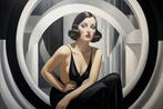 I_KONIQ - Black and White De Lempicka fashion style woman, Nieuw