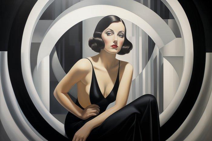 I_KONIQ - Black and White De Lempicka fashion style woman, Huis en Inrichting, Overige Huis en Inrichting