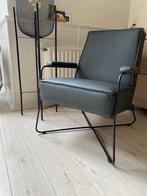 Leren fauteuil met stalen frame - Groen leer - Echt leer, Mo, Huis en Inrichting, Fauteuils, Nieuw, Ophalen of Verzenden, 50 tot 75 cm
