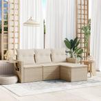 vidaXL 4-delige Loungeset met kussens poly rattan beige, Verzenden, Nieuw, Rotan, Loungeset