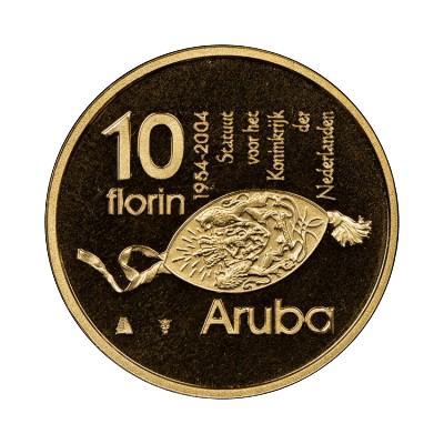 Gouden 10 Florin Aruba 1954-2004, Postzegels en Munten, Edelmetalen en Baren, Ophalen of Verzenden