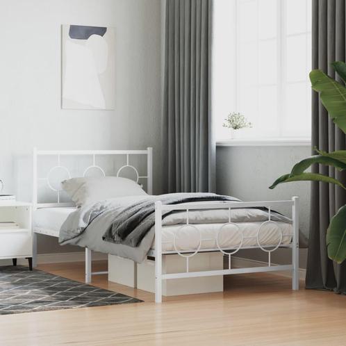 vidaXL Bedframe met hoofd- en voeteneinde metaal wit 100x190, Huis en Inrichting, Slaapkamer | Bedden, 100 cm, 190 cm of minder