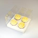 HoM Cupcake Doosje 4 Transparant (incl. tray) 10st., Hobby en Vrije tijd, Verzenden, Nieuw