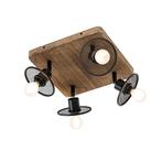 Industriële plafondspot zwart met hout 4-lichts - Jasmijn, Huis en Inrichting, Lampen | Spots, Nieuw, Overige materialen, Industrieel