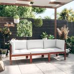 vidaXL Tuinbank 3-zits met kussens massief acaciahout, Verzenden, Nieuw, Hardhout
