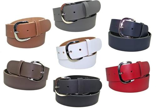 Soepele leren dames riemen 4 cm. breed met ronde gesp, Kleding | Heren, Riemen en Ceinturen, Nieuw, Verzenden