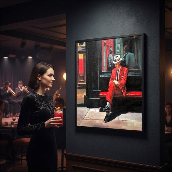 Le Yack - Red Suit Blues - Handmade! - unique work, Antiek en Kunst, Kunst | Schilderijen | Modern