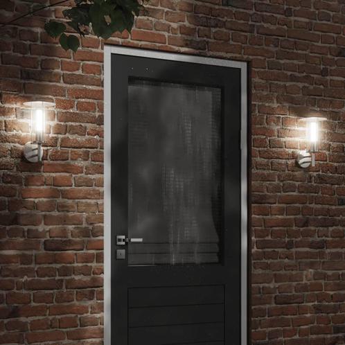 vidaXL Buitenwandlampen 2 st roestvrij staal zilverkleurig, Tuin en Terras, Buitenverlichting, Nieuw, Verzenden