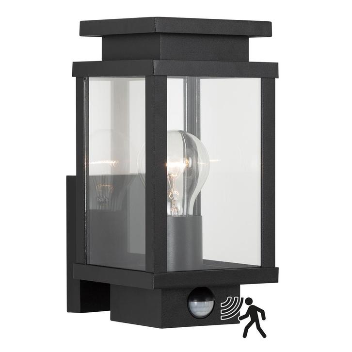 Boston Muurlamp Bewegingssensor Zwart met LED, Tuin en Terras, Buitenverlichting, Verzenden