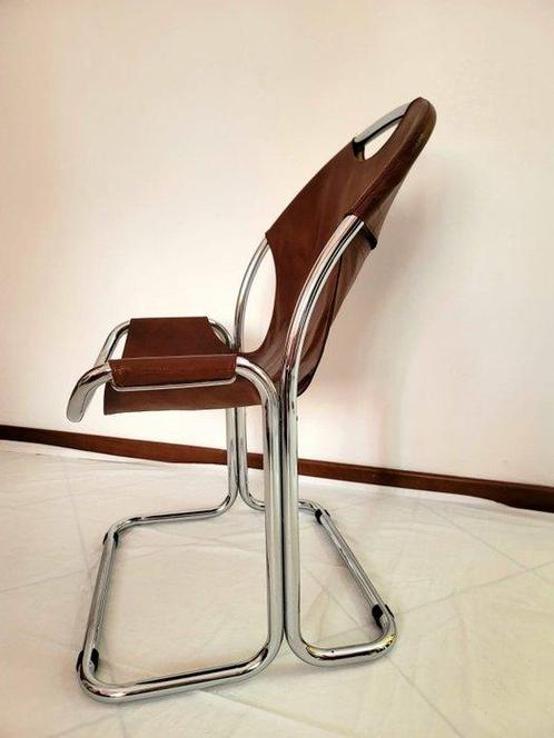 Stoel - Metaal, Synthetisch leder - gechromateerde metalen, Antiek en Kunst, Kunst | Designobjecten
