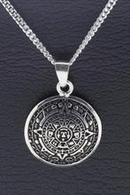 Zilveren Azteken kalender ketting hanger, Nieuw, Verzenden