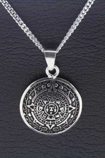Zilveren Azteken kalender ketting hanger, Sieraden, Tassen en Uiterlijk, Kettinghangers, Verzenden