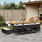 vidaXL 13-delige Tuinset met kussens poly rattan zwart, Tuin en Terras, Tuinsets en Loungesets, 2 zitplaatsen, Nieuw, Tuinset