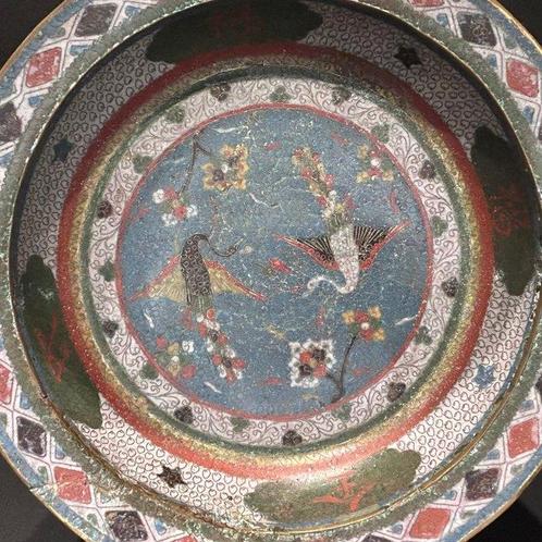 Emaille bord - Brons, Emaille, Antiek en Kunst, Antiek | Overige Antiek