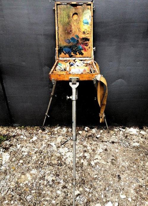Gereedschapskist - Hout, Staal - schilder in de buitenlucht, Antiek en Kunst, Curiosa en Brocante