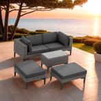 Wicker lounge Bellaria met aluminium frame - grijs, Verzenden, Nieuw
