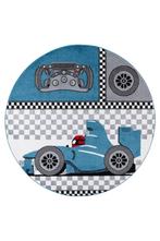 Rond Kindervloerkleed | Kids | Raceauto | Blauw | 160x160 cm, Huis en Inrichting, Stoffering | Tapijten en Kleden, Verzenden, Nieuw