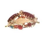 Gouden Oosterse hanger met turquoise en jaspis, Ophalen of Verzenden, Gebruikt, Goud, Overige merken