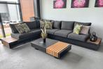 Santorini Loungeset Hoekbank Lage Tafel Aluminium Teak Black, 6 zitplaatsen, Bank, Aluminium, Ophalen of Verzenden