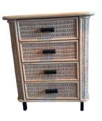 Bamboe/ riet ladekastje white wash 002, Ophalen, Minder dan 50 cm, Boho, Zo goed als nieuw