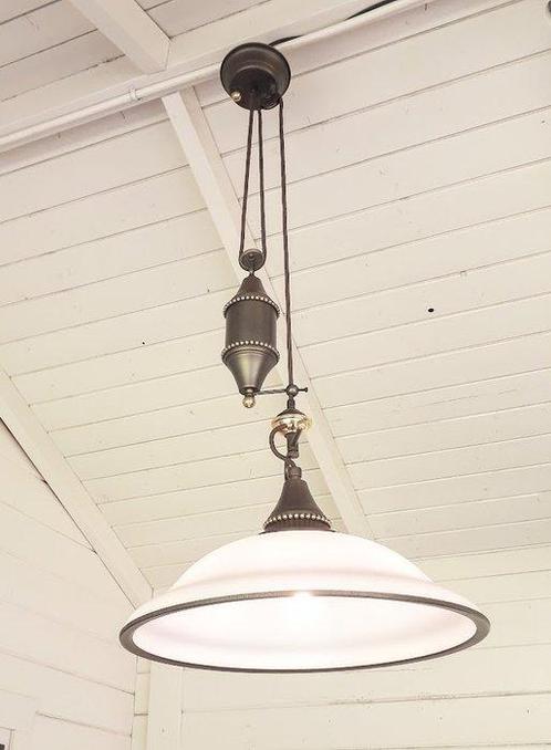 Pendellamp in hoogte verstelbaar - Plafondlamp - Messing, Antiek en Kunst, Curiosa en Brocante