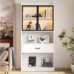 Vitrinekast met LED en Lade – 80×35,2×153,5 cm Wit, Huis en Inrichting, Kasten | Vitrinekasten, Verzenden, Nieuw