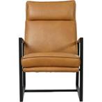 Leren fauteuil Square - Granada Sahara (cognac), Nieuw, Ophalen of Verzenden, 50 tot 75 cm, Industrieel, Modern