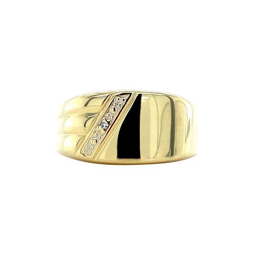 Gouden zegelring met diamant 14 karaat, Sieraden, Tassen en Uiterlijk, Ringen, Wit, Zo goed als nieuw, Goud, Verzenden