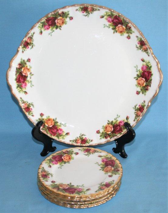 Royal Albert - Gebak/taartset (7) - Old Country Rose -, Antiek en Kunst, Antiek | Meubels | Tafels