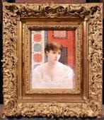 Roland Bauduin (1853-1925) - Portrait of a woman in front of, Antiek en Kunst, Kunst | Schilderijen | Klassiek