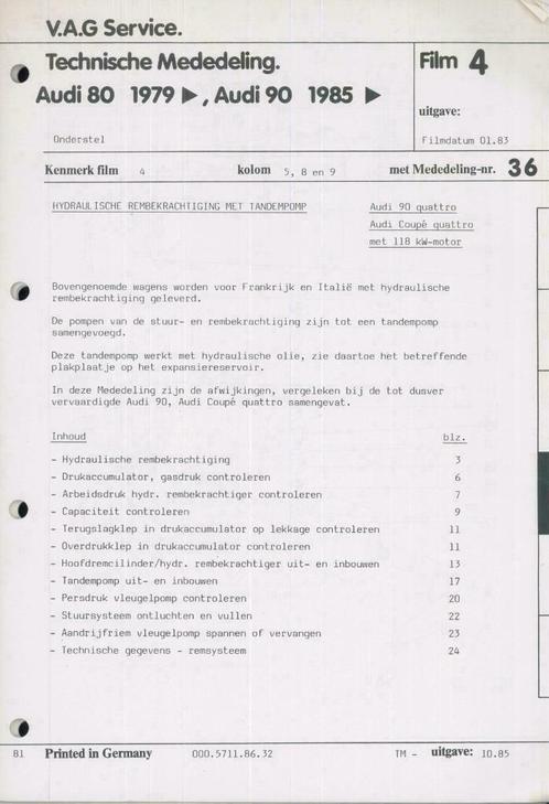 1983 Audi 80-90 Microfiche Technische Mededeling, Auto diversen, Handleidingen en Instructieboekjes, Verzenden