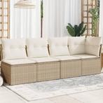 vidaXL Tuinbank 4-zits met kussens poly rattan beige, Verzenden, Nieuw, Rotan