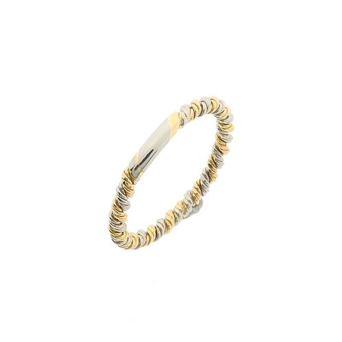 Bicolor gouden gedraaide aanschuifring (witgoud) (witgoud), Sieraden, Tassen en Uiterlijk, Ringen, Dame, Overige kleuren, 19 tot 20
