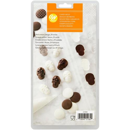 Wilton Plastic Bonbonvorm Doodshoofdjes (24x), Hobby en Vrije tijd, Taarten en Cupcakes maken, Nieuw, Verzenden