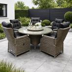 Ibiza Riccione dining tuinset 150 cm rond 7-delig grijs, Tuin en Terras, Ophalen of Verzenden, Nieuw, Wicker