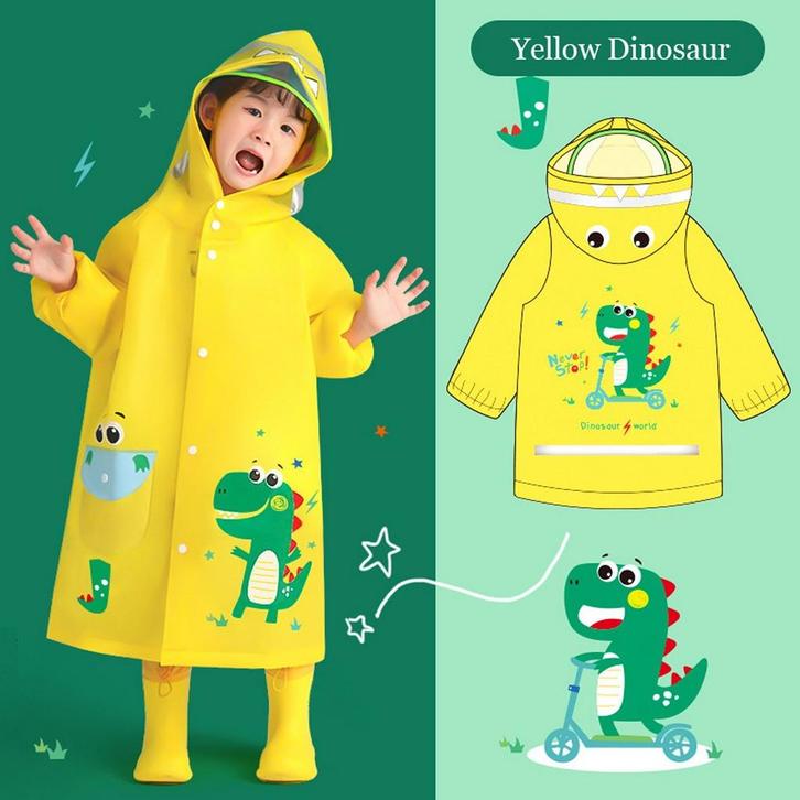 Regenjas / Regenponcho Yellow Dinosaur, Fietsen en Brommers, Fietsaccessoires | Fietskleding, Nieuw, Verzenden