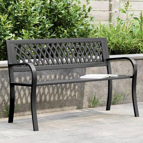 vidaXL Tuinbank 120 cm staal zwart, Tuin en Terras, Tuinbanken, Nieuw, Metaal, Verzenden