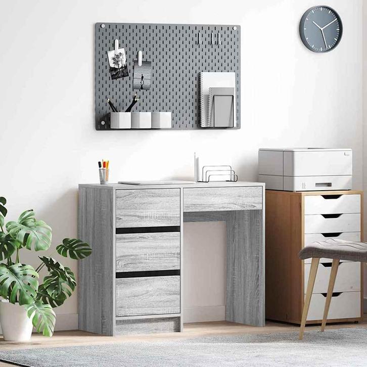 vidaXL Bureau met lade Grijs Sonoma 90 x 37,5 x 75 cm, Huis en Inrichting, Bureaus, Nieuw, Verzenden