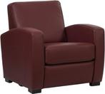 Leren fauteuil - Toledo Leer Bordeaux - Hout bruin, Huis en Inrichting, Fauteuils, Nieuw, Ophalen of Verzenden, Landelijk, 75 tot 100 cm