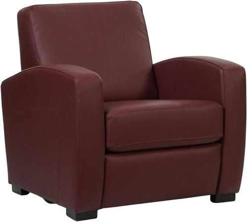 Leren fauteuil - Toledo Leer Bordeaux - Hout bruin, Huis en Inrichting, Fauteuils, 75 tot 100 cm, 75 tot 100 cm, Nieuw, Leer, Ophalen of Verzenden