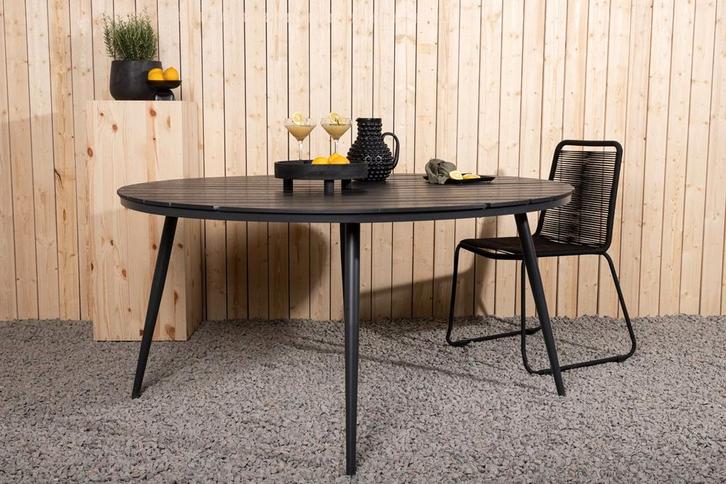 30% korting | Ronde tuintafel zwart | Polywood | Ø150 cm, Tuin en Terras, Tuintafels, Nieuw, Kunststof, Rond, Verzenden